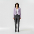 Soft Cascade Cropped Blazer with Draped Open Front