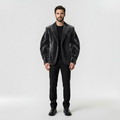 Lustre Velvet-Look Tailored Blazer with Structured Evening Silhouette