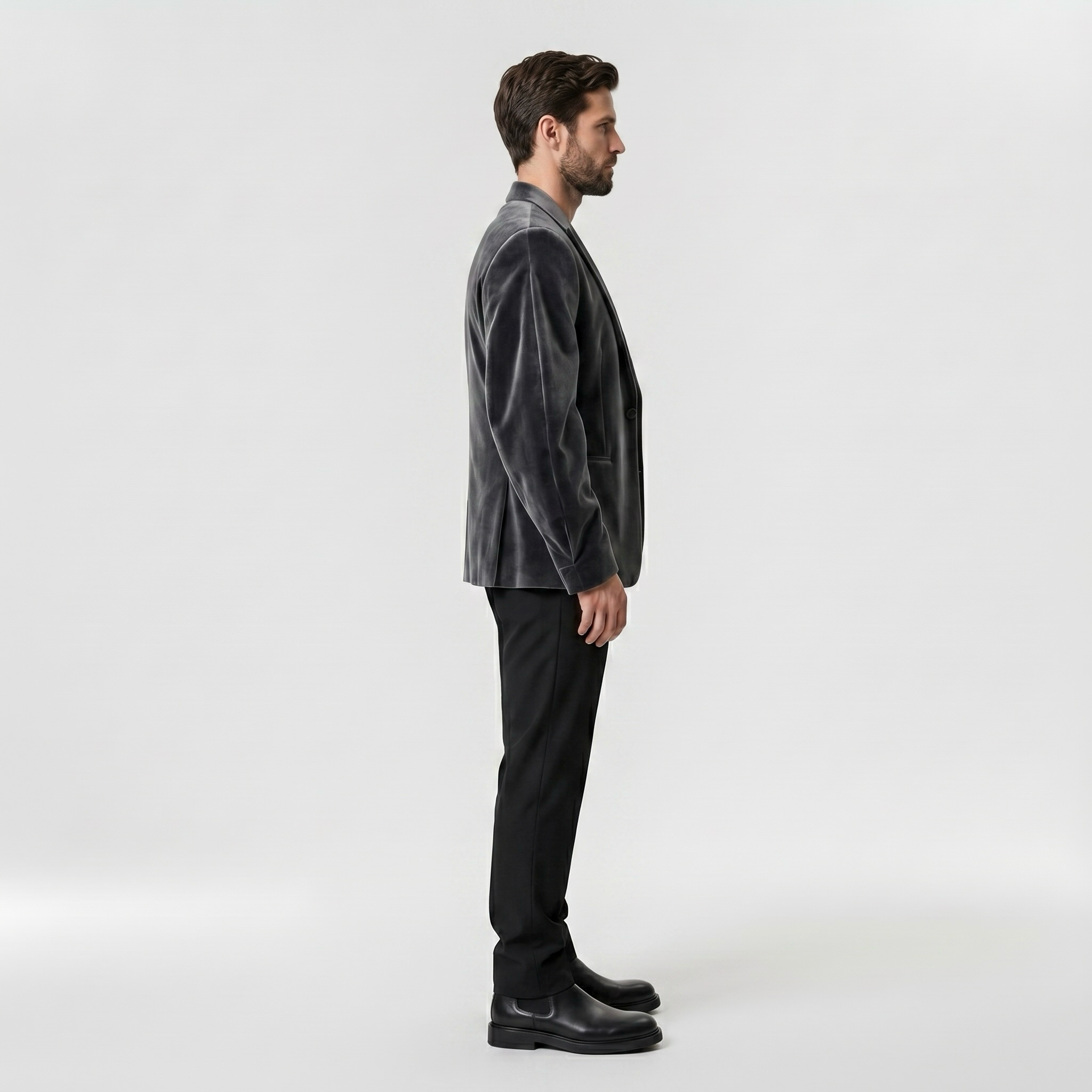 Lustre Velvet-Look Tailored Blazer with Structured Evening Silhouette