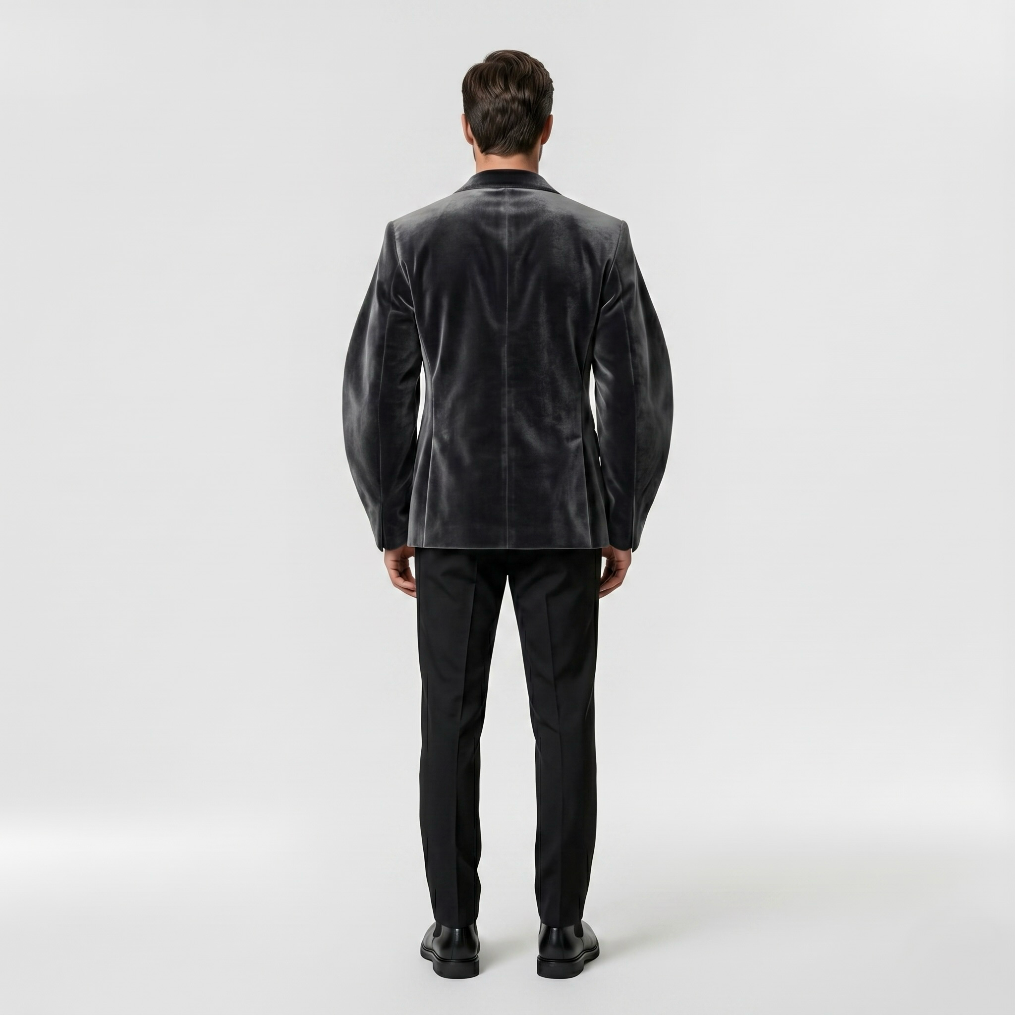 Lustre Velvet-Look Tailored Blazer with Structured Evening Silhouette