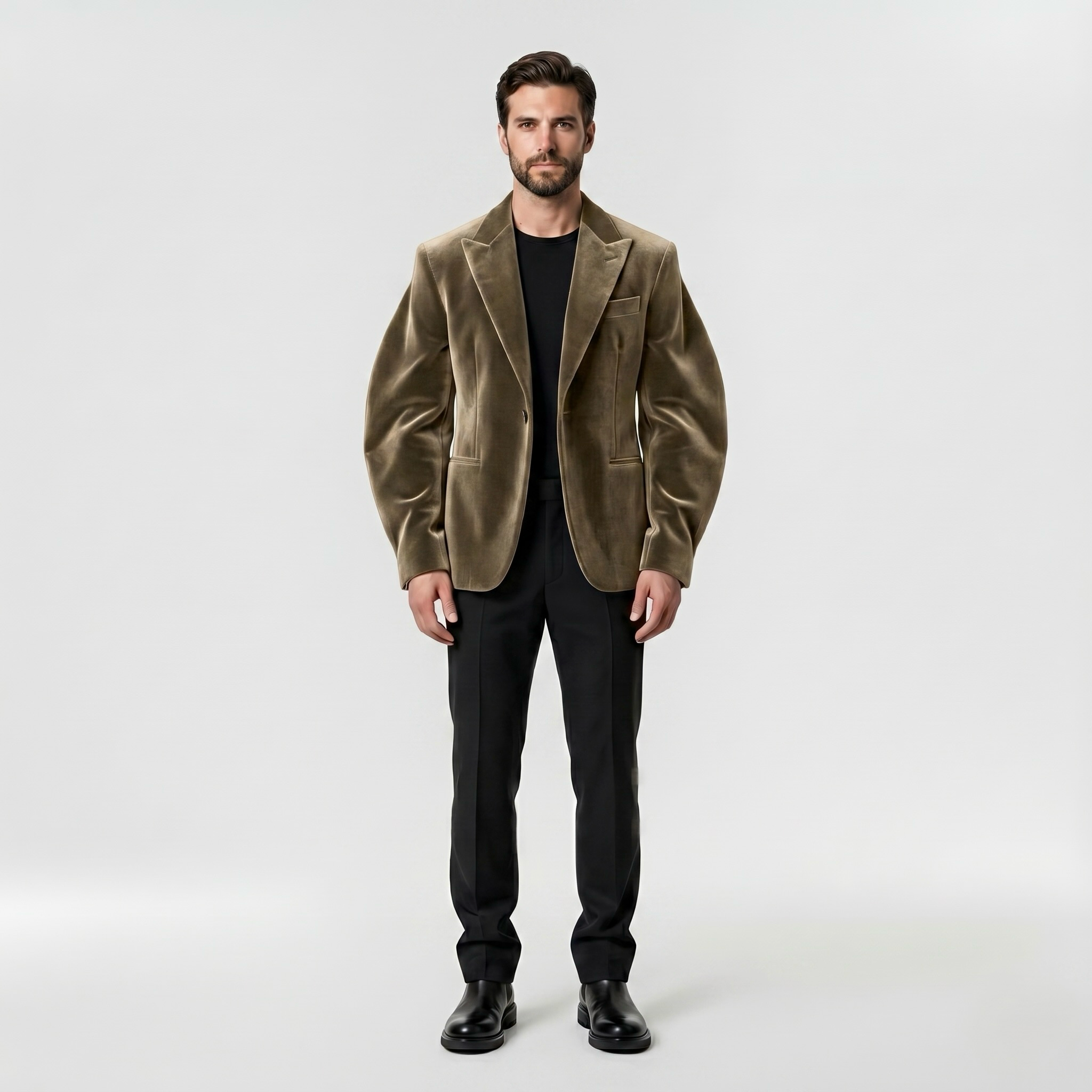 Lustre Velvet-Look Tailored Blazer with Structured Evening Silhouette