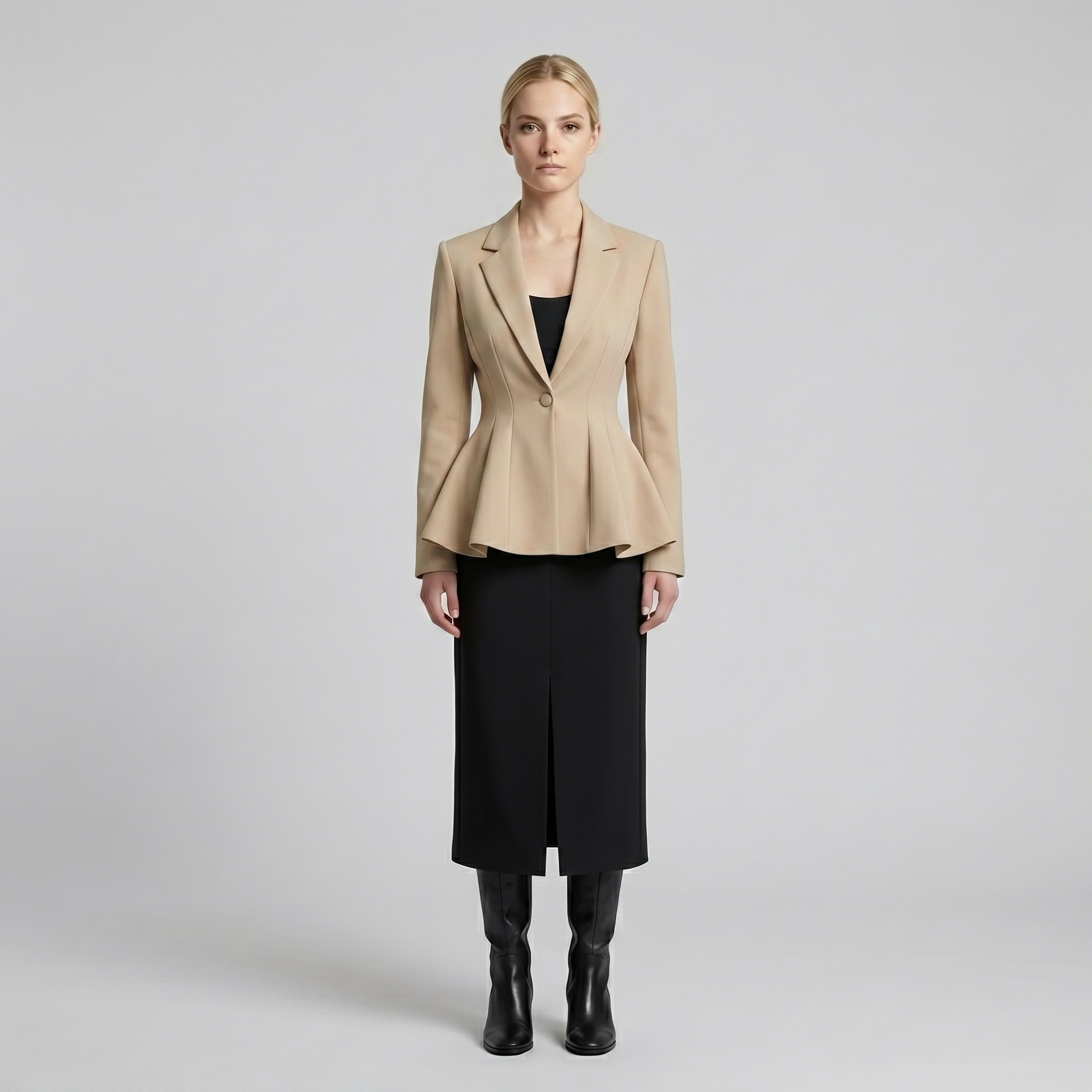 Sculpt Flair Precision Blazer with Flared Architectural Lines