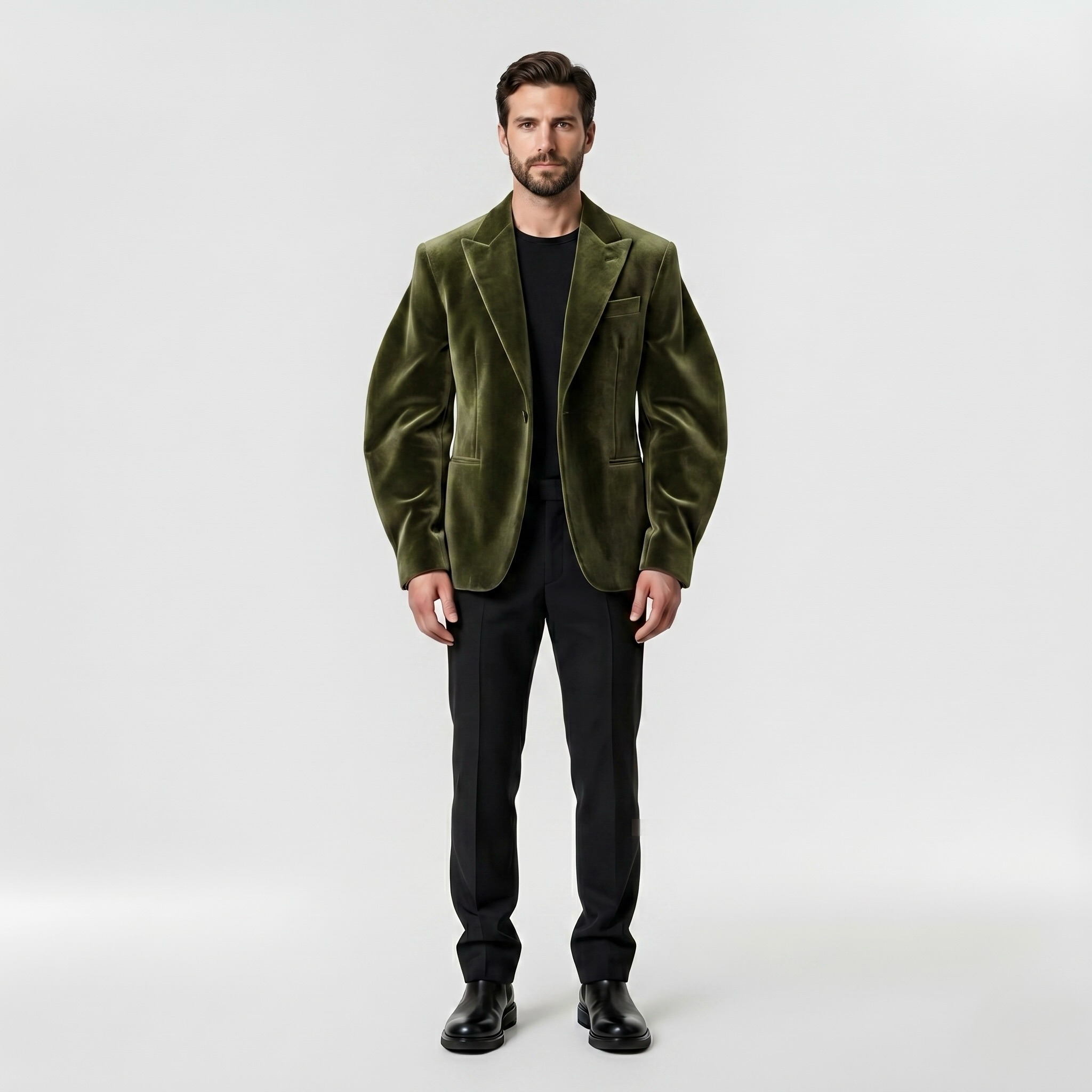 Lustre Velvet-Look Tailored Blazer with Structured Evening Silhouette
