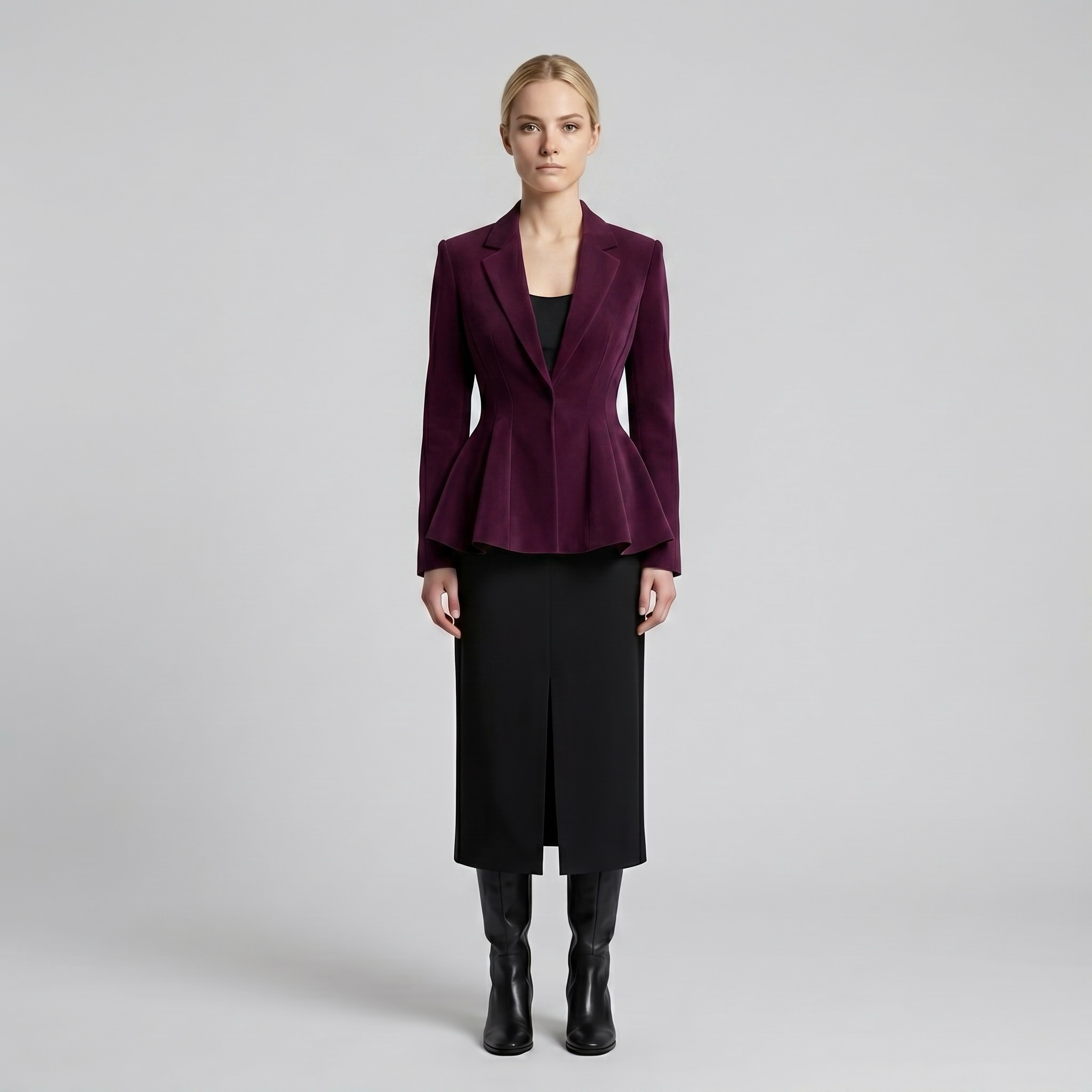 Sculpt Flair Precision Blazer with Flared Architectural Lines