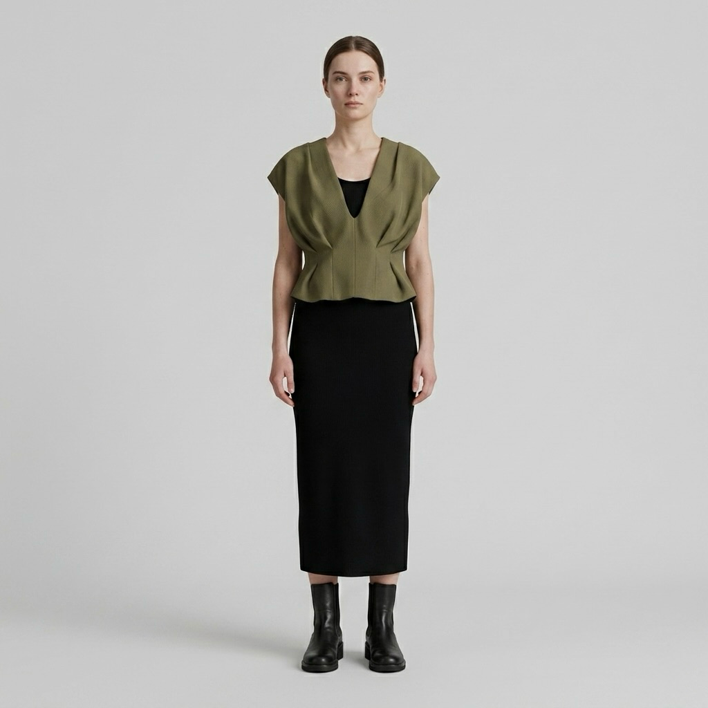 Drape Form Sculpted Vest with Folded Drape Detailing