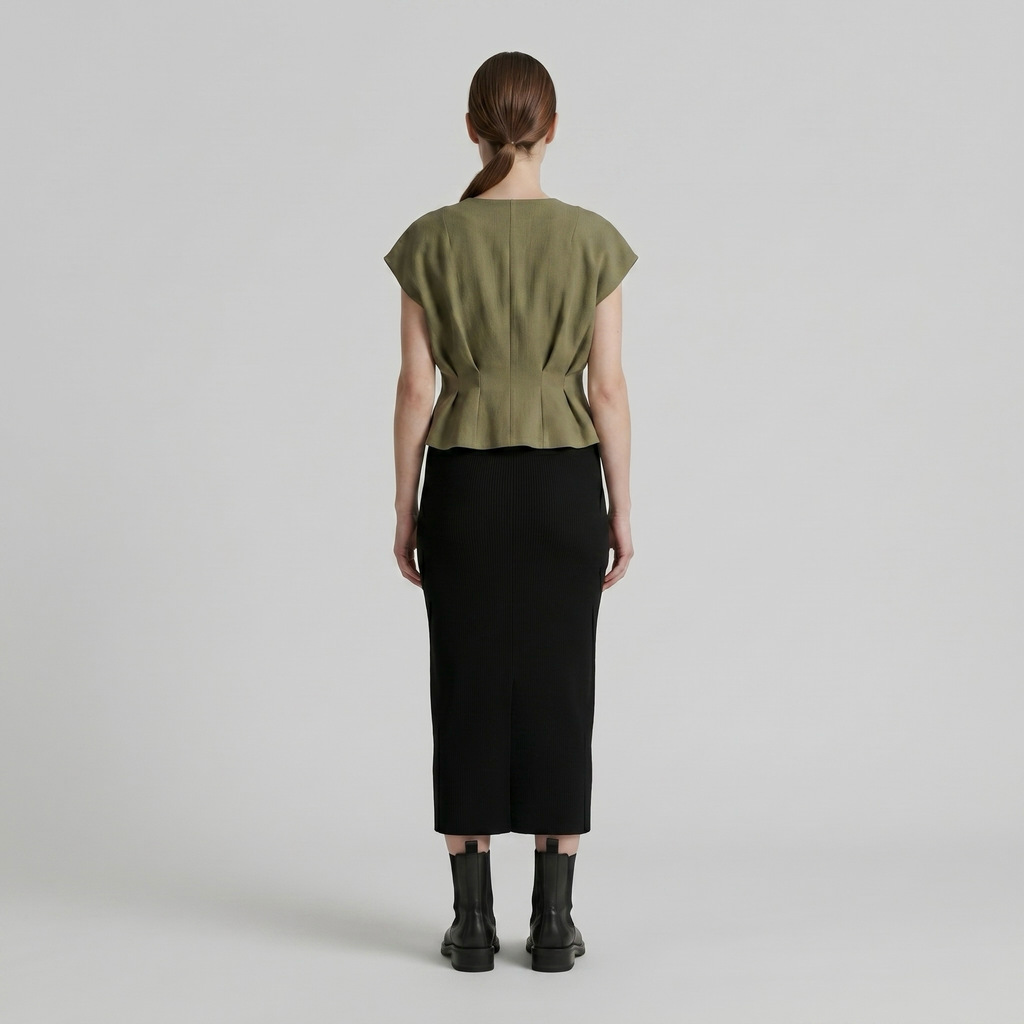 Drape Form Sculpted Vest with Folded Drape Detailing