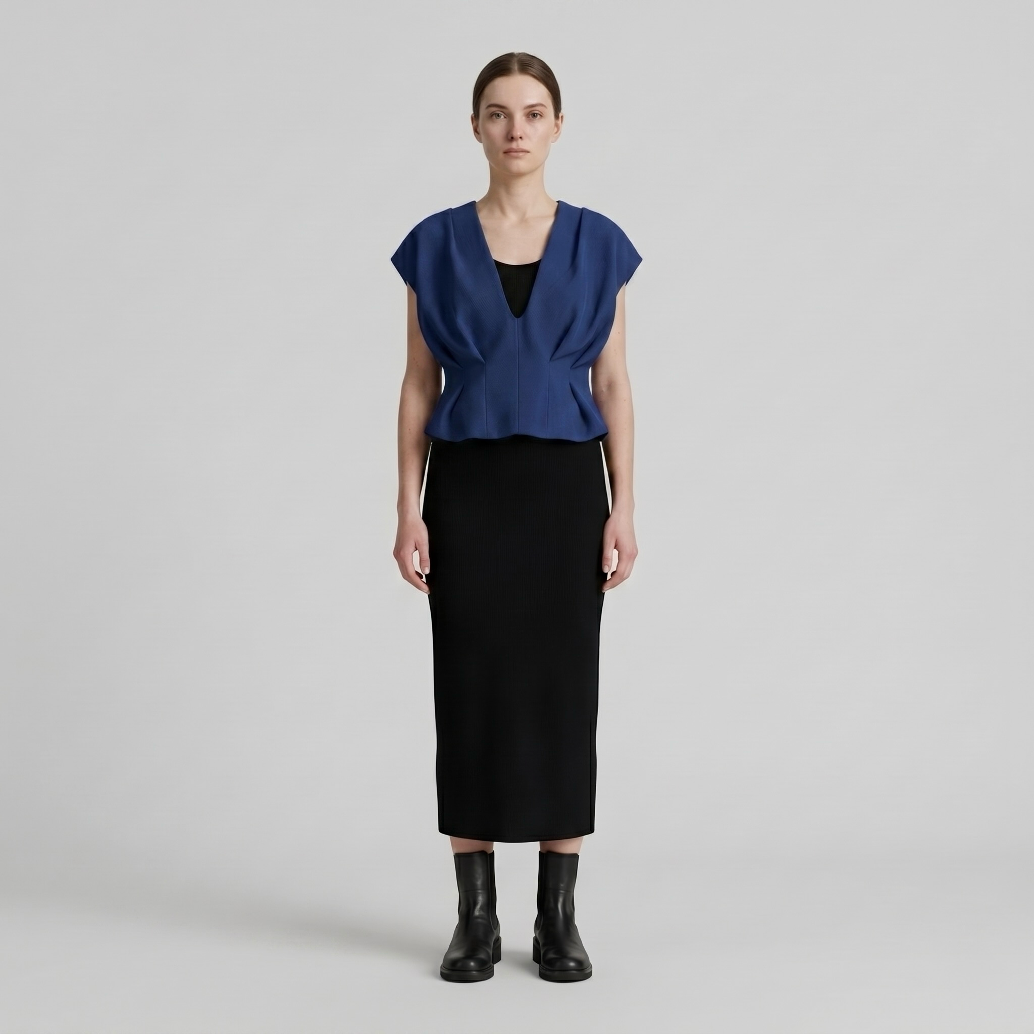 Drape Form Sculpted Vest with Folded Drape Detailing