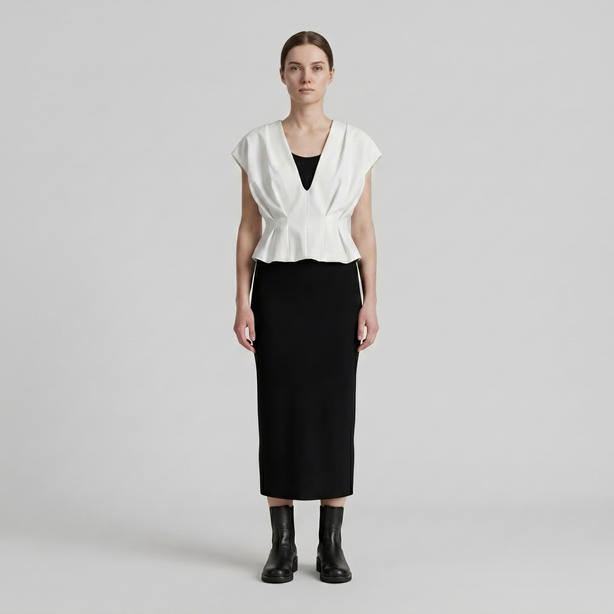 Drape Form Sculpted Vest with Folded Drape Detailing