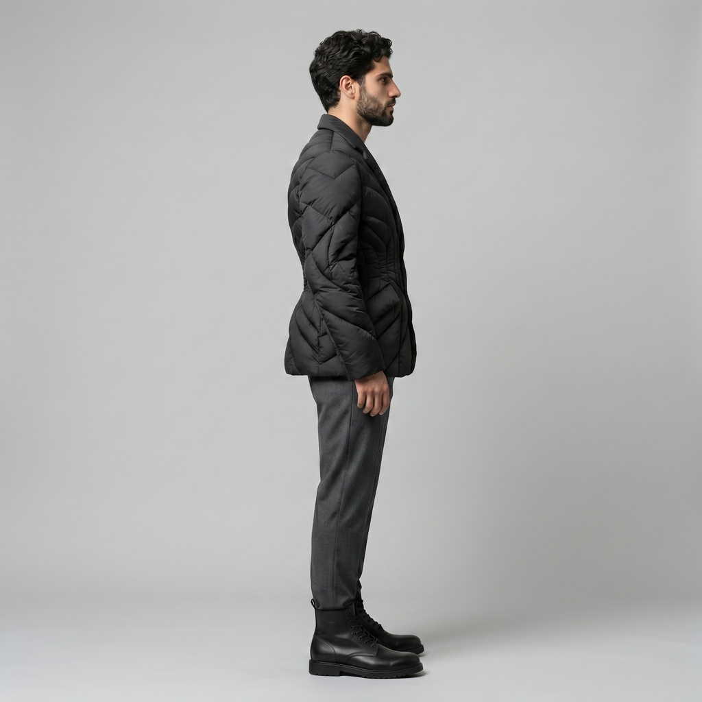 Sculpted Quilted Tailored Blazer with Dimensional Contour Quilting