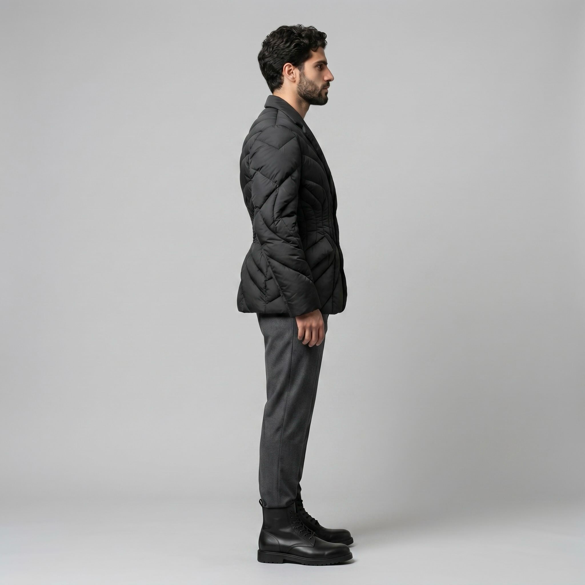 Sculpted Quilted Tailored Blazer with Dimensional Contour Quilting