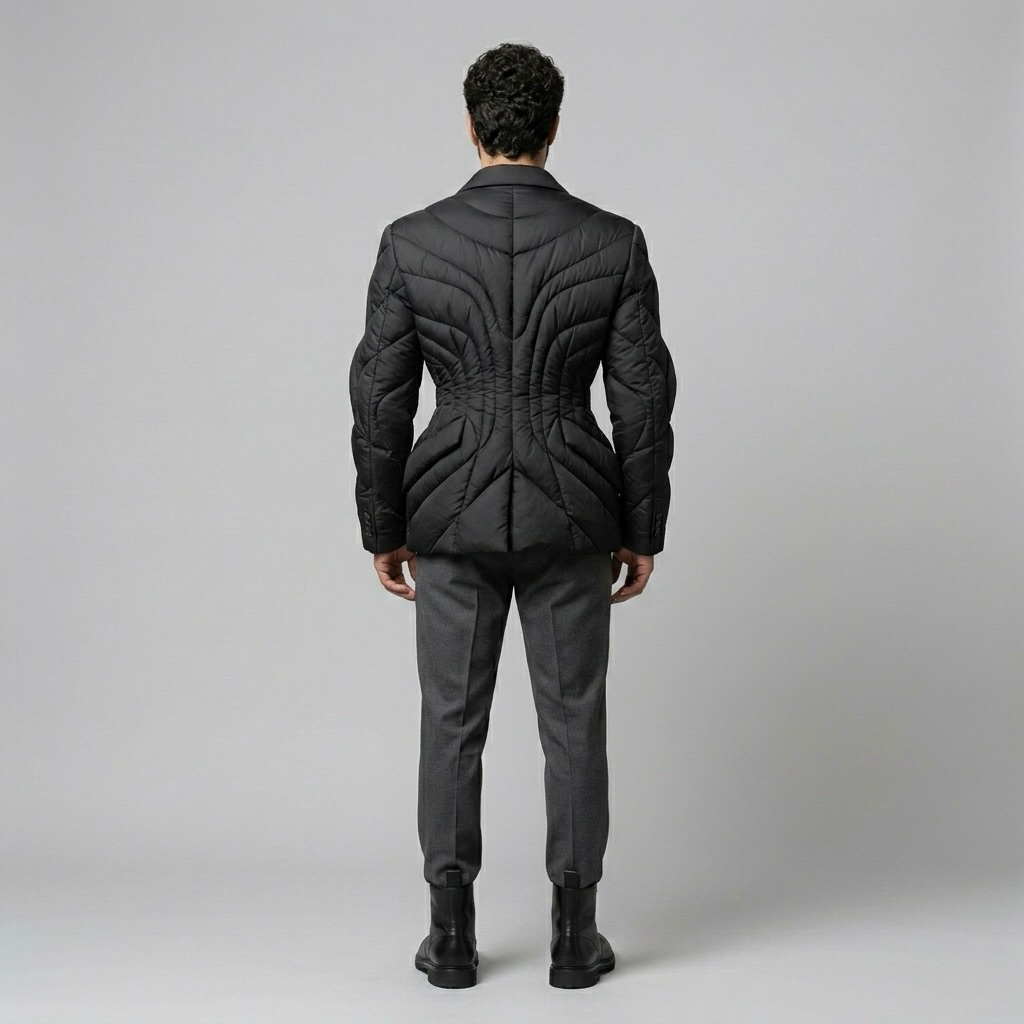 Sculpted Quilted Tailored Blazer with Dimensional Contour Quilting
