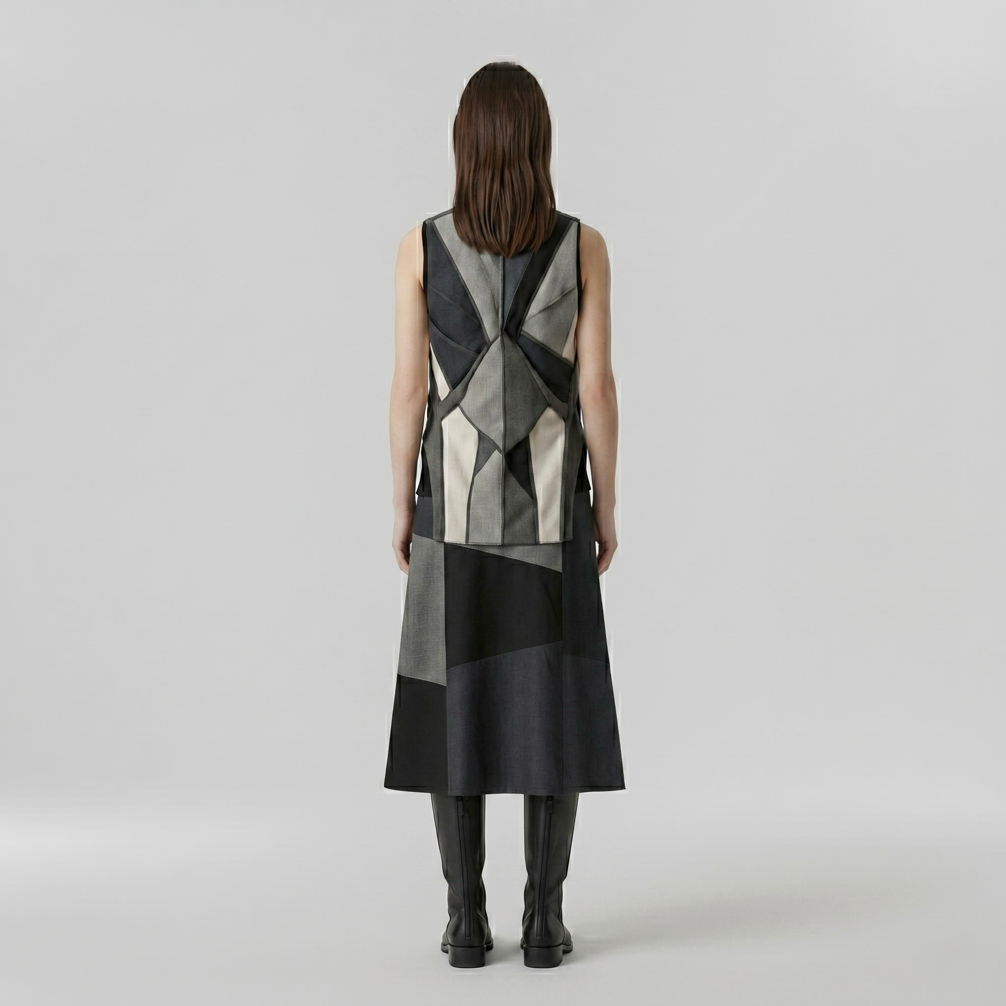 Mosaic Form Sculpted Vest with Interlocking Curved Panels