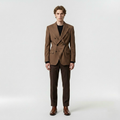 Monarch Double-Breasted Tailored Suit with Sharp Structured Shoulders