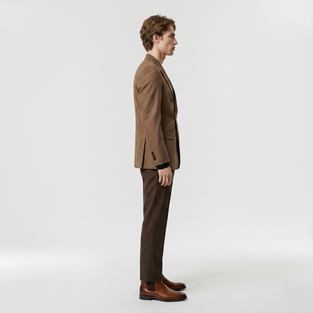 Monarch Double-Breasted Tailored Suit with Sharp Structured Shoulders