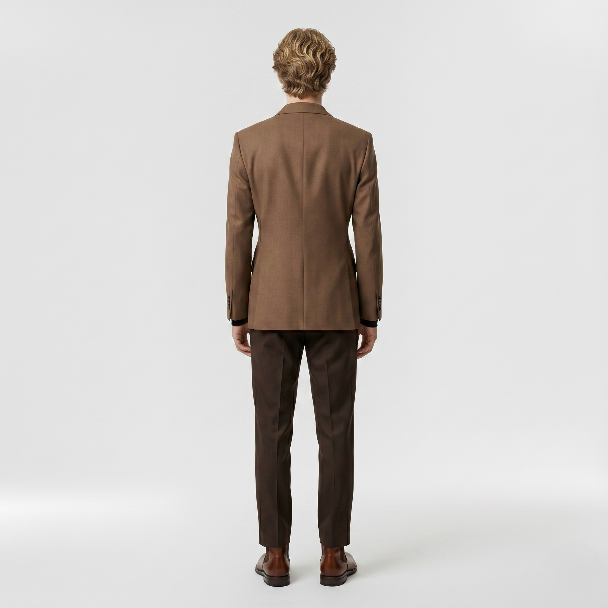 Monarch Double-Breasted Tailored Suit with Sharp Structured Shoulders