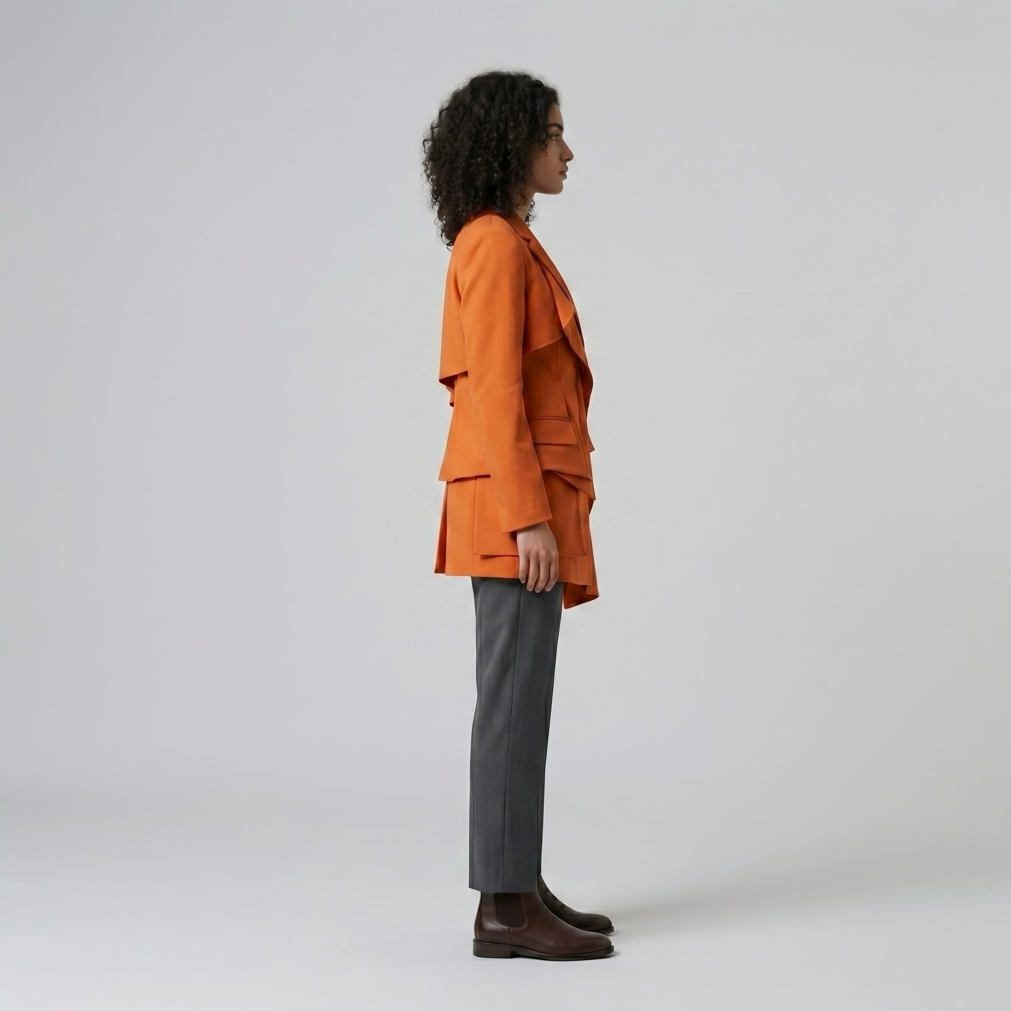 Cascade Structure Statement Blazer with Layered Draped Panels