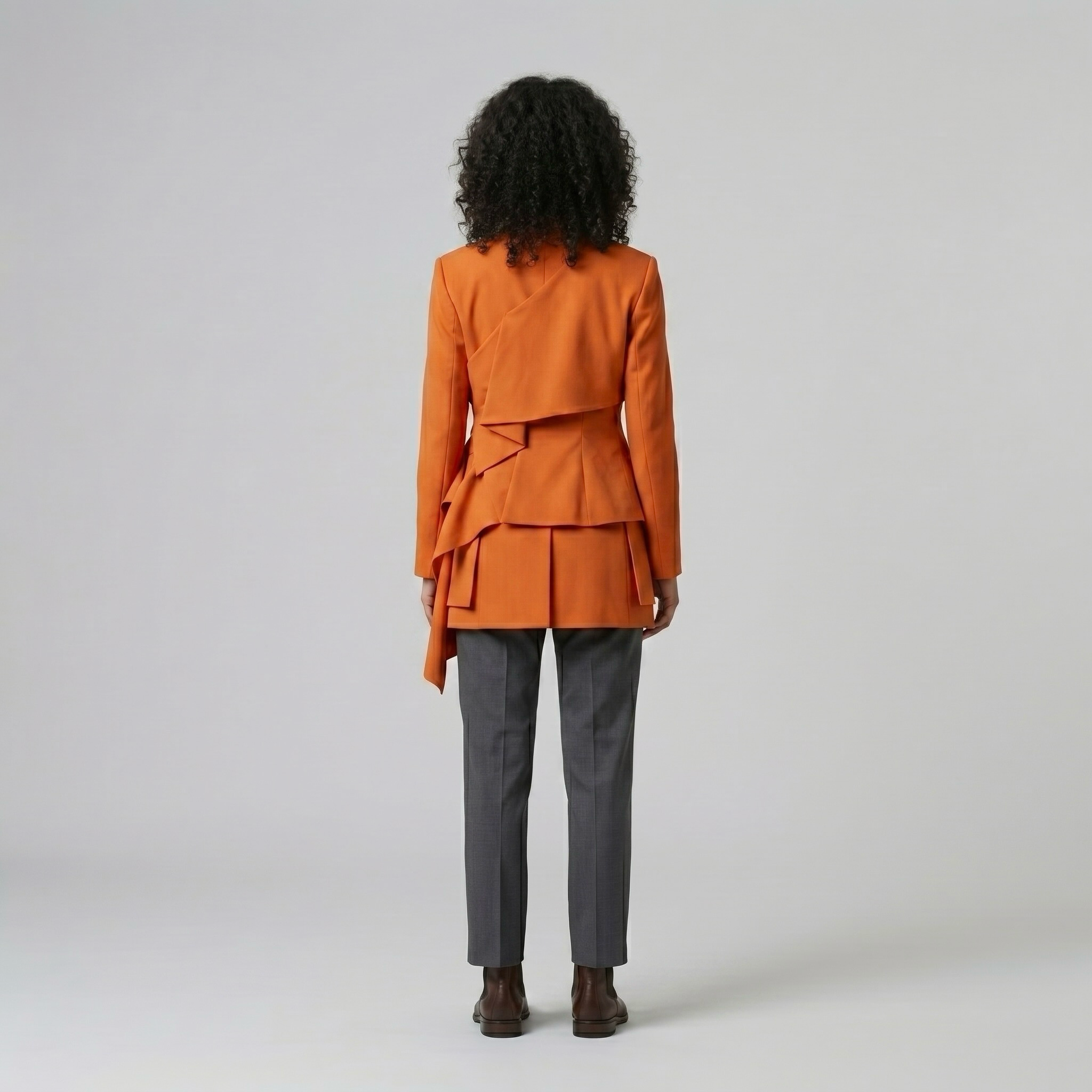 Cascade Structure Statement Blazer with Layered Draped Panels