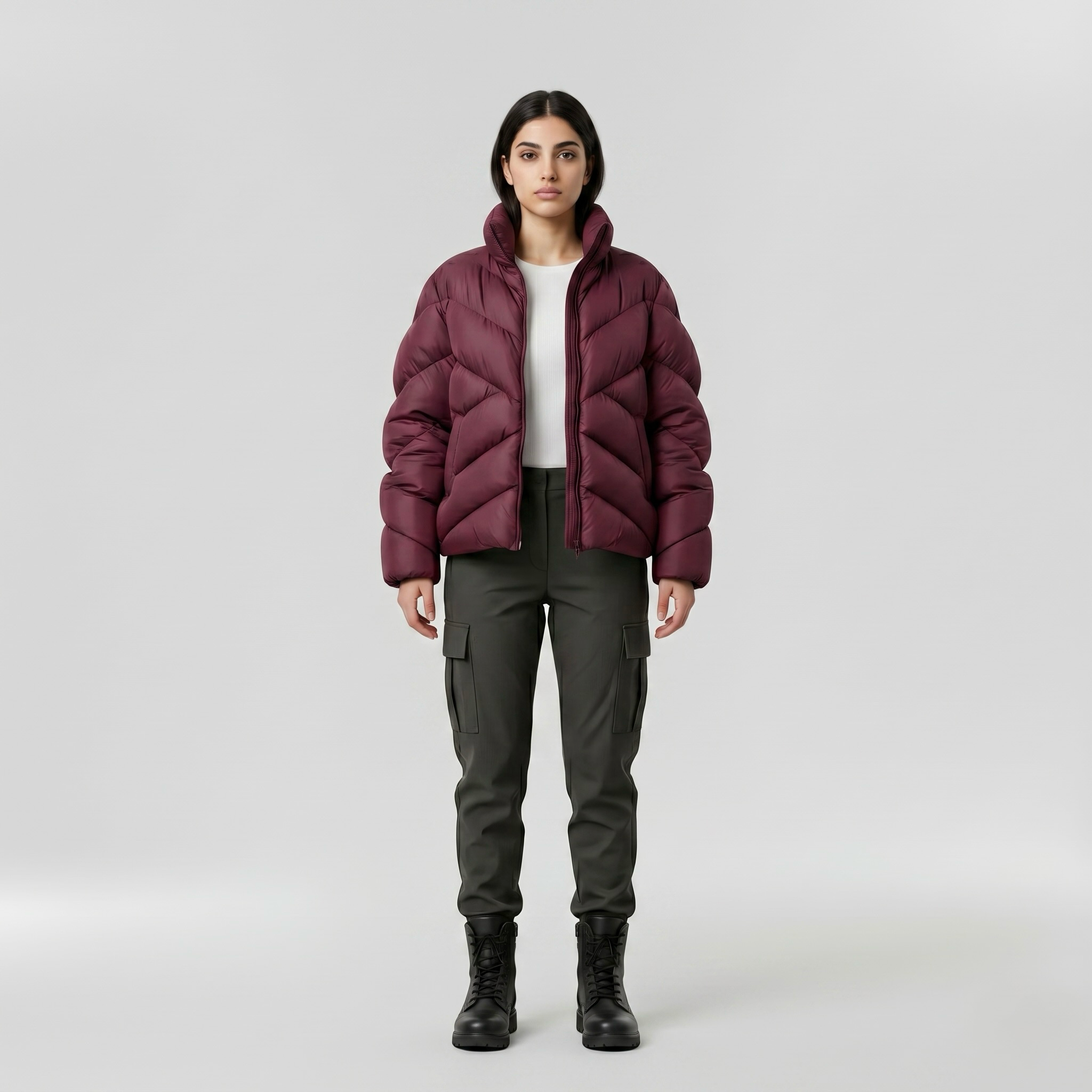 Alpine Volume Puffer Jacket with Chevron Quilted Padding