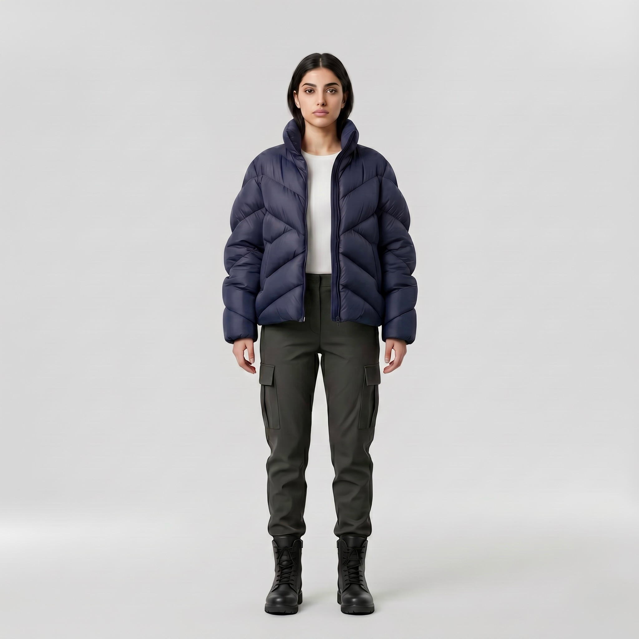 Alpine Volume Puffer Jacket with Chevron Quilted Padding
