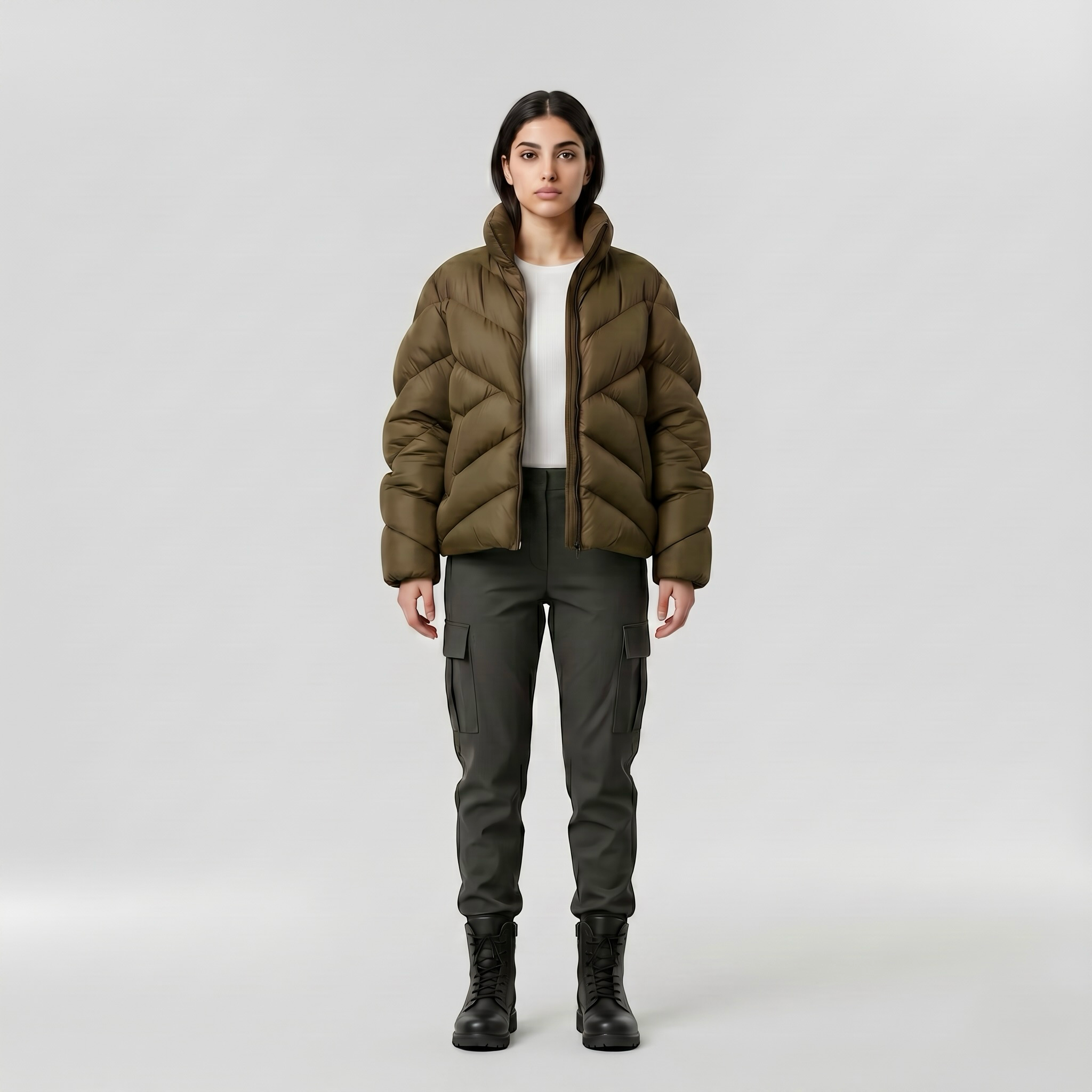 Alpine Volume Puffer Jacket with Chevron Quilted Padding