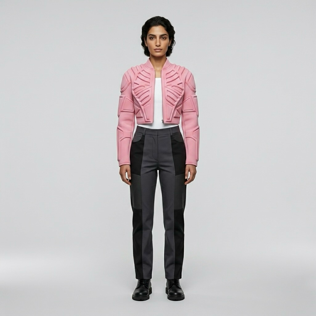 Velocity Frame Cropped Jacket with Embossed Panel Detailing