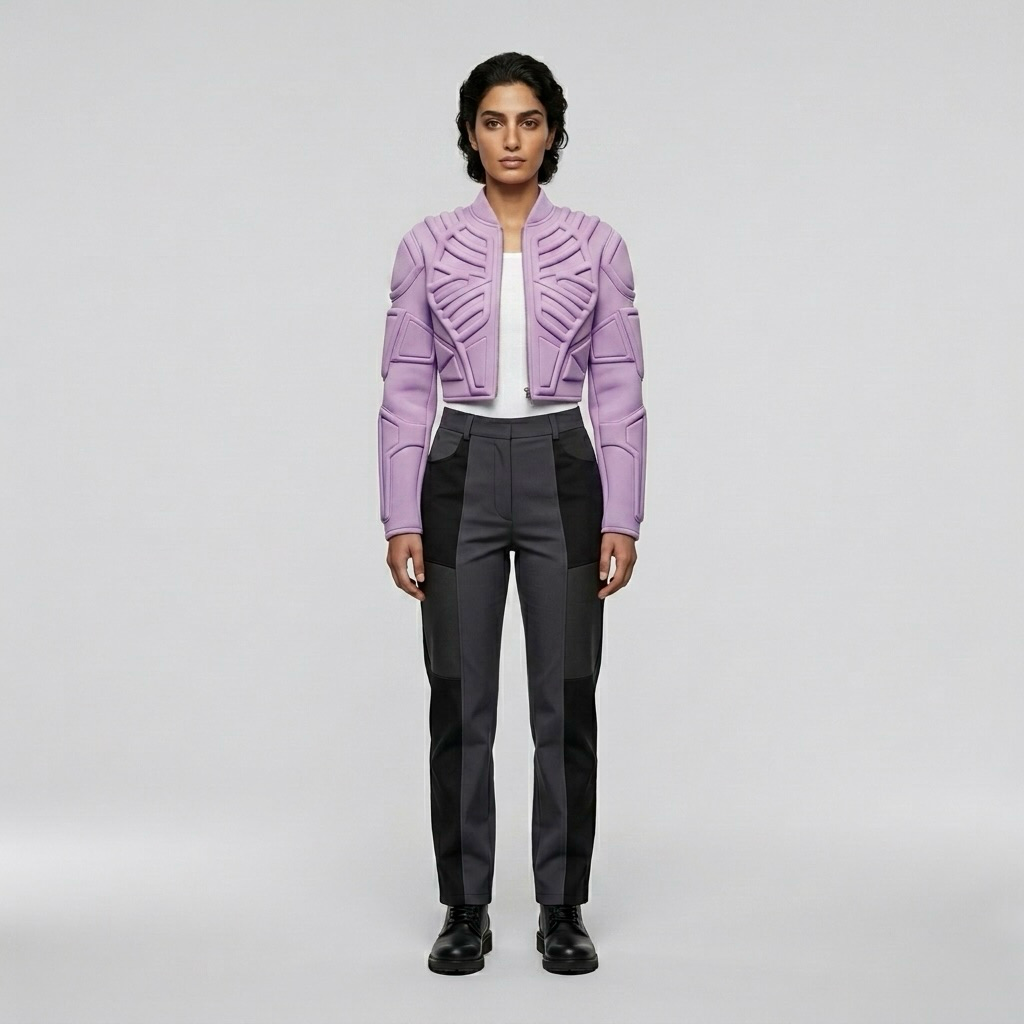 Velocity Frame Cropped Jacket with Embossed Panel Detailing
