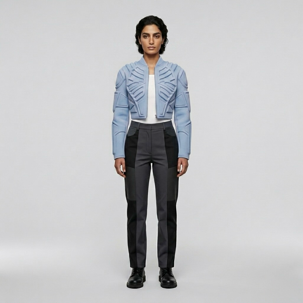 Velocity Frame Cropped Jacket with Embossed Panel Detailing
