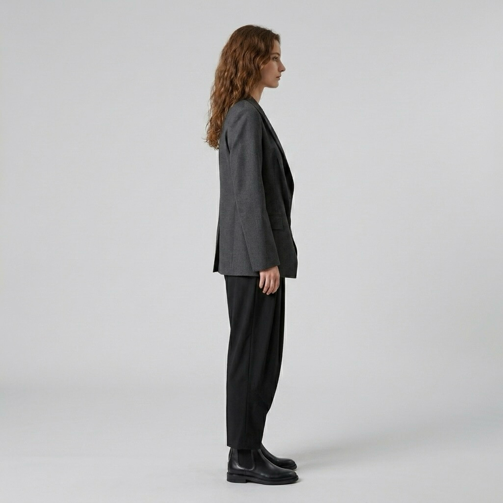 Eclipse Drape Tailored Blazer with Elongated Lapels and Asymmetric Front