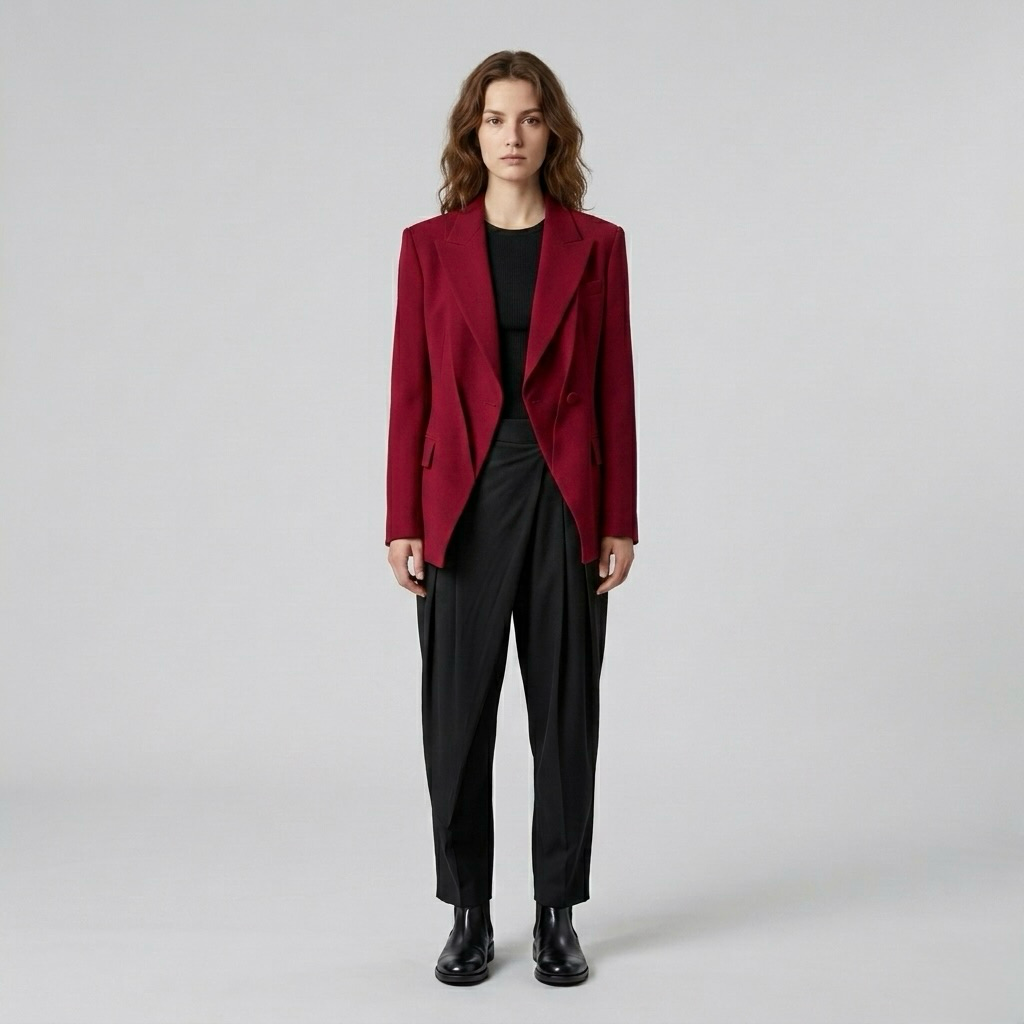 Eclipse Drape Tailored Blazer with Elongated Lapels and Asymmetric Front